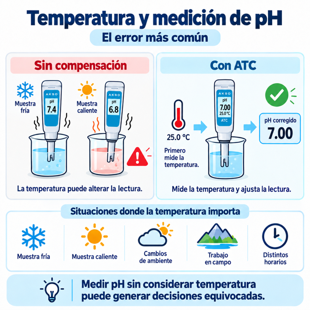cómo afecta la temperatura a una medición de pH